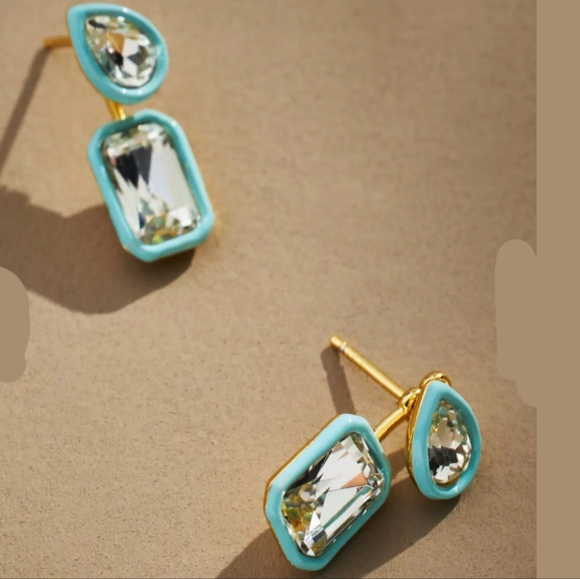 Anthropologie Jewelry - Anthropologie Crystal Resin Drop Earrings in Mint